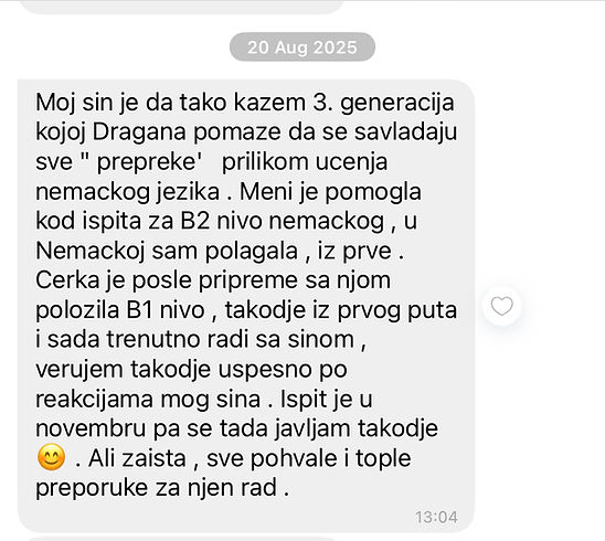 Poruka klijenta, 20. avgust 2025.